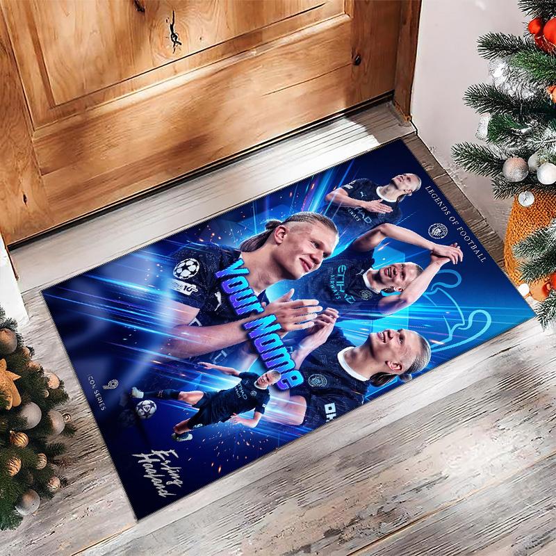 Erling Haaland Printed Crystal Velvet Rug Non‑Slip Crystal Velvet Carpet For Sofa Bedroom Indoor Home Decoration