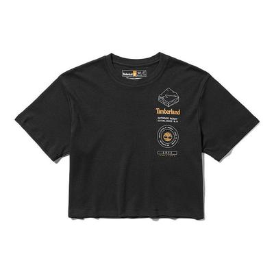 Letter Print Short Sleeve T-Shirt Women Tops Black A6AH1-001