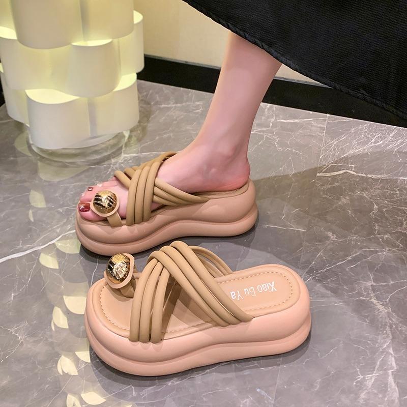 Fashion 7cm Platform Sandals Women Heels Shoes Platform Open Toe Slippers Summer Fad Sandals Dress Beach Flip Flops Women Crystal Slides