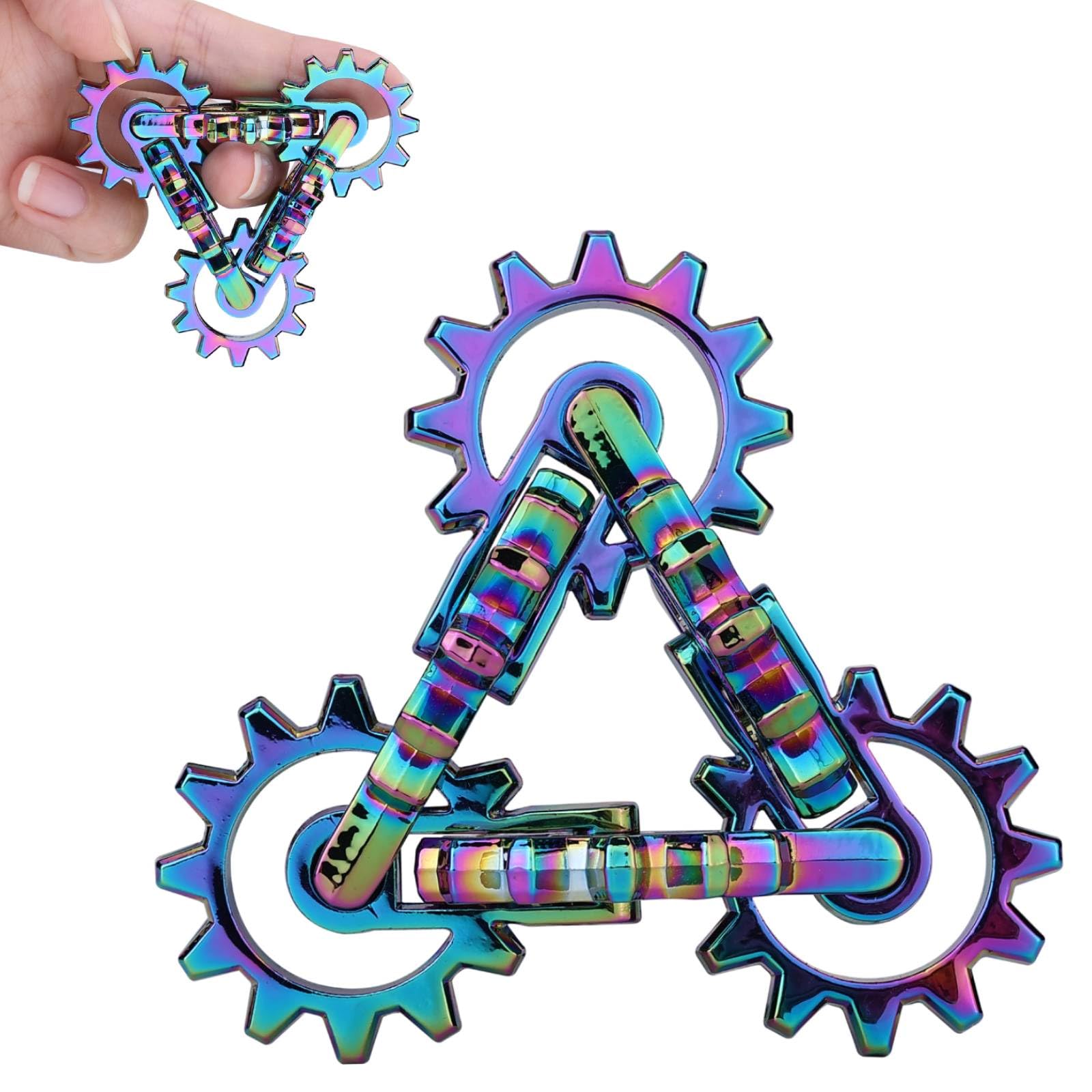

MAKWEN Infinity Gear Fidget Toy Flippy Metal Fidget Finger Toy Stress Anxiety Adult EDC Fidget Cool and Enchanting - Never-Ending - Relief, Relief, -