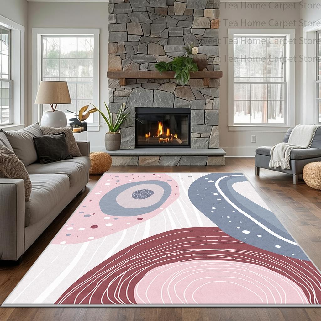 Nordic Simple Geometric Style Living Room Carpet Non-slip Washable Bedroom Large Area Rug Easy Clean Soft Party Home Decor Mat