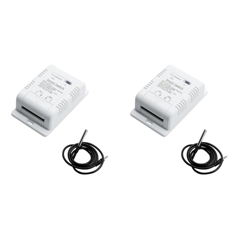 2X Tuya Wifi Smart Temperature Humidity Switch Monitoring Electricity Statistics Relay 16A Intelligent Thermostat Sensor белый