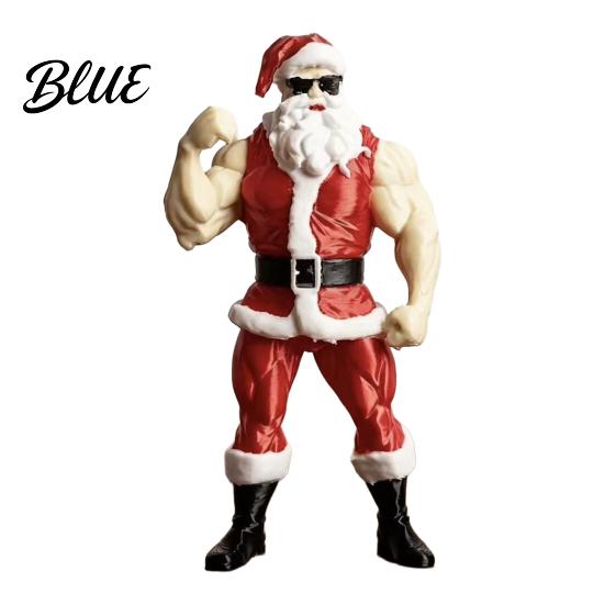 Yenilikçi Noel Baba Heykeli Kaslı Figür Komik Eğlenceli Reçine Güçlü Heykel İlginç Noel Masaüstü Süsü Koleksiyonluk Masaüstü için