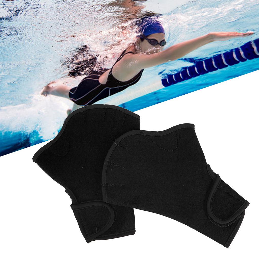 1 Pair Gloves Slip Resistance Breathable Flexible Hand Swim Training Gloves for Men Women Adult Children Black