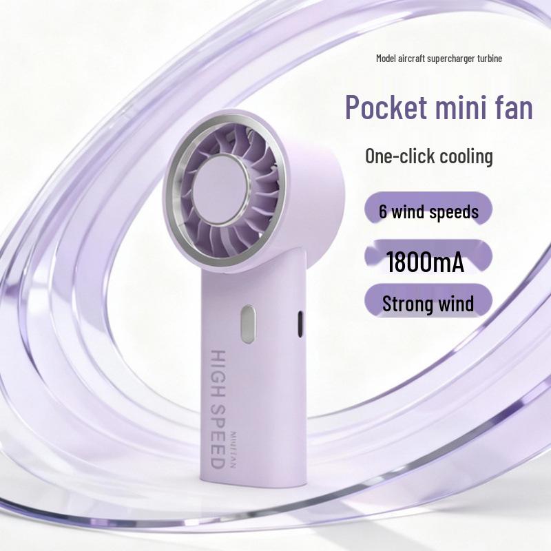 

High-Speed 14000 RPM USB Rechargeable Mini Handheld Fan for Outdoor Use 5.5x3.5x12.5 cm светло-фиолетовый