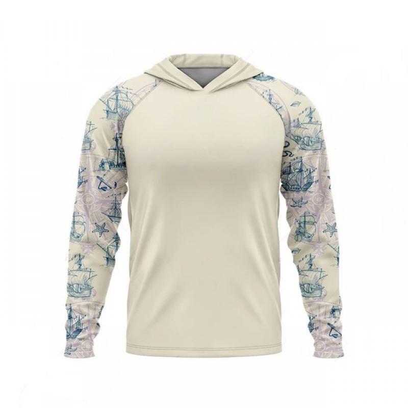 UPF50 + Outdoor Sunscreen Fishing Clothes Ice Silk Light Breathable Cool Quick-drying T-shirt Hooded