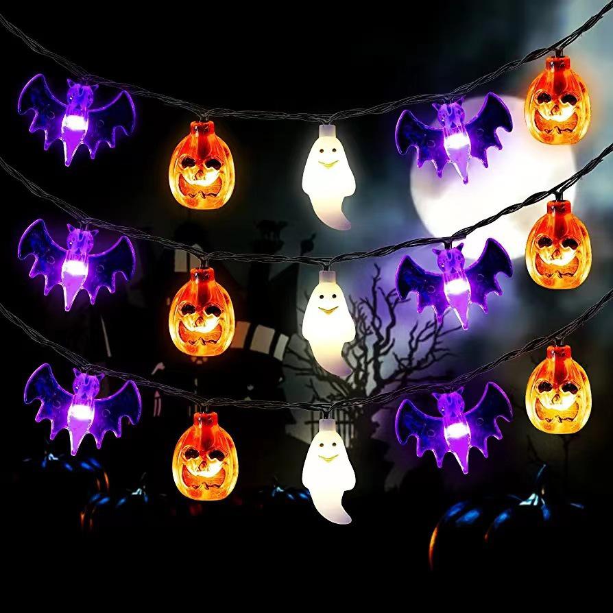Halloween LED String Lights: Pumpkin, Spider, Skull, Ghost & Bat Decor for Party & Bar