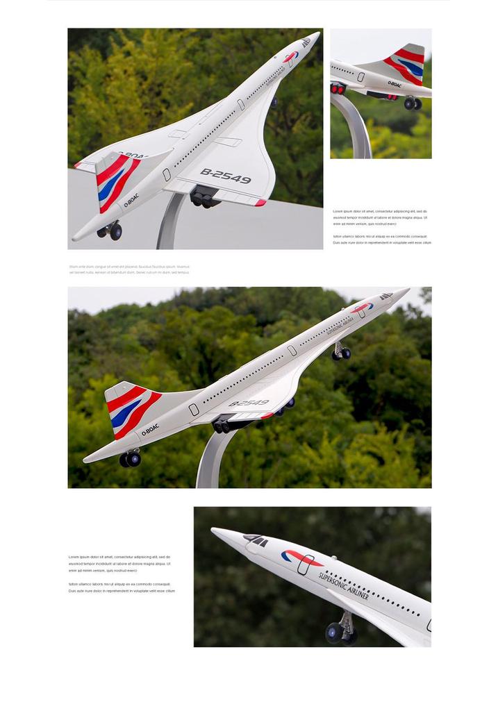 Concorde Supersonic Aircraft Alloy Model Toy for Kids