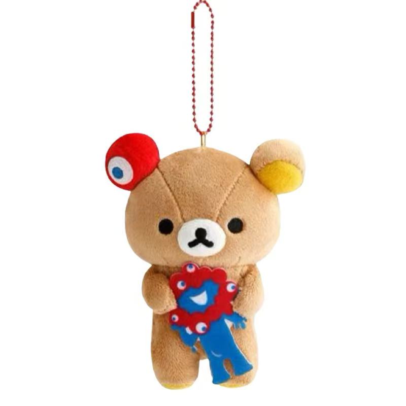 NEW Rilakkuma Plush Keychain Sleeping Bag Bear Korilakkuma Osaka Expo Japan Backpack Charm Gift Relax Creative