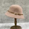 Japanese Autumn Simple Belt Knitted Bucket Hat Women'S Casual Versatile Thermal Basin Hat Bucket Hat
