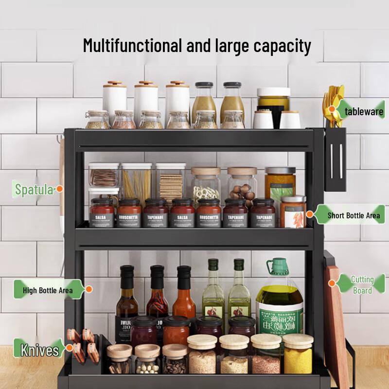 3-Tier Kitchen Spice Rack Organizer with Utensil Holders