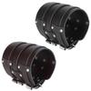 2Pcs Wide Cuff Bracelet Adjustable Retro Punk Artificial Leather Wrist Belt Band  Black Brown
