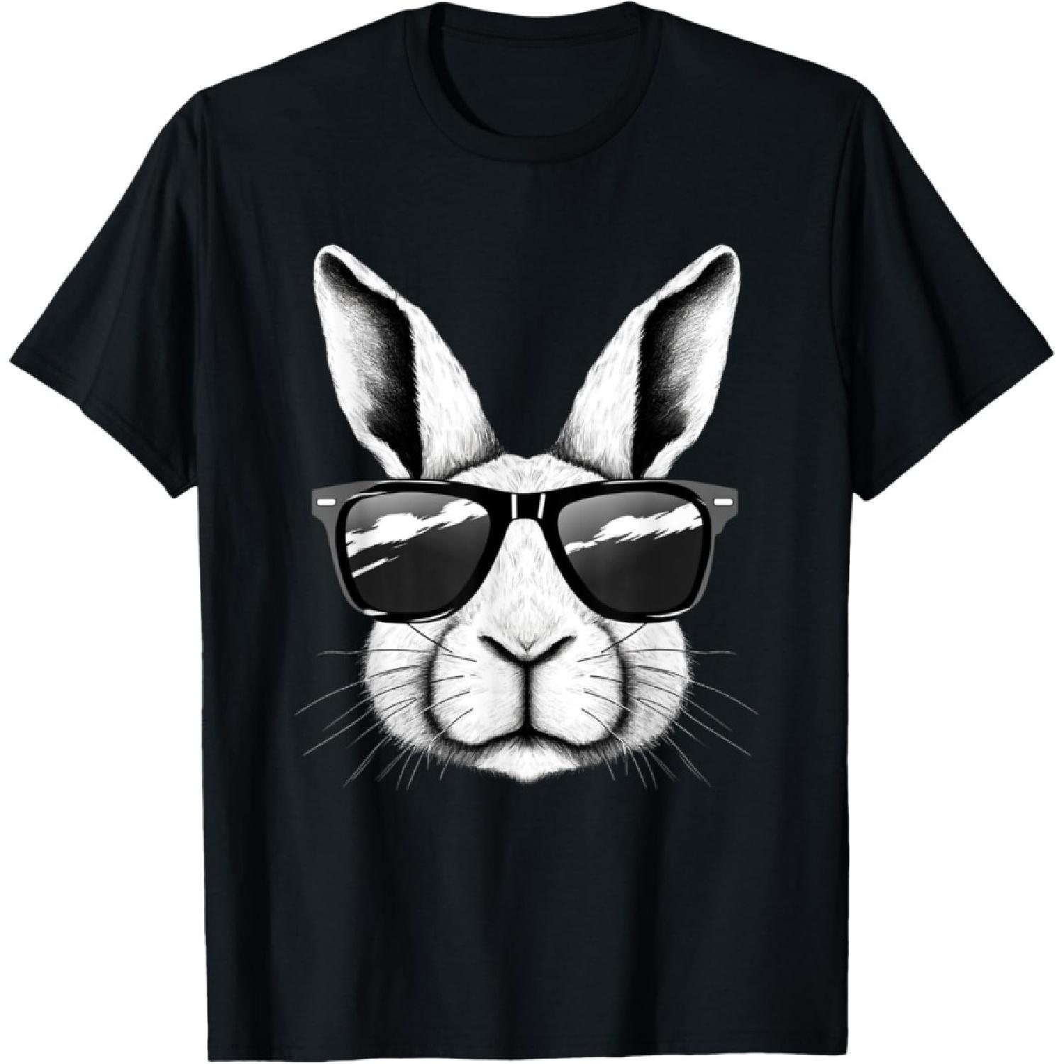 Cool Bunny Face Sunglasses Funny Easter Bunny Rabbit T-Shirt S чёрный
