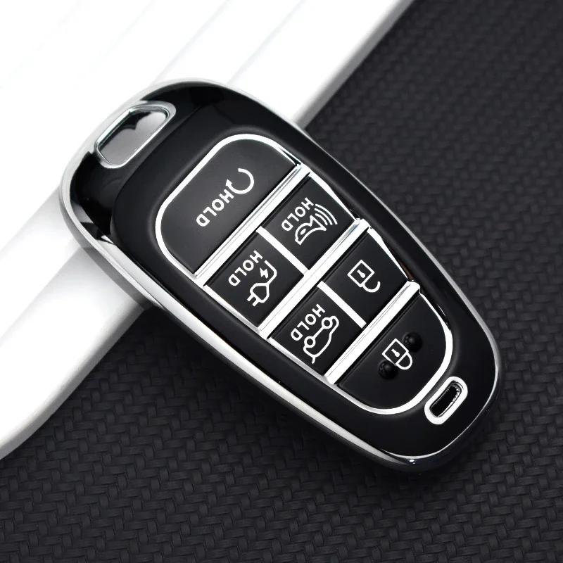 4/5/6/7/8 Düğmeli TPU Araba Uzaktan Kumanda Anahtar Kılıfı Kabuk Fob Hyundai Santa Fe Hibrit Nexo Nx4 Sonata Tucson İçin Koruyucu