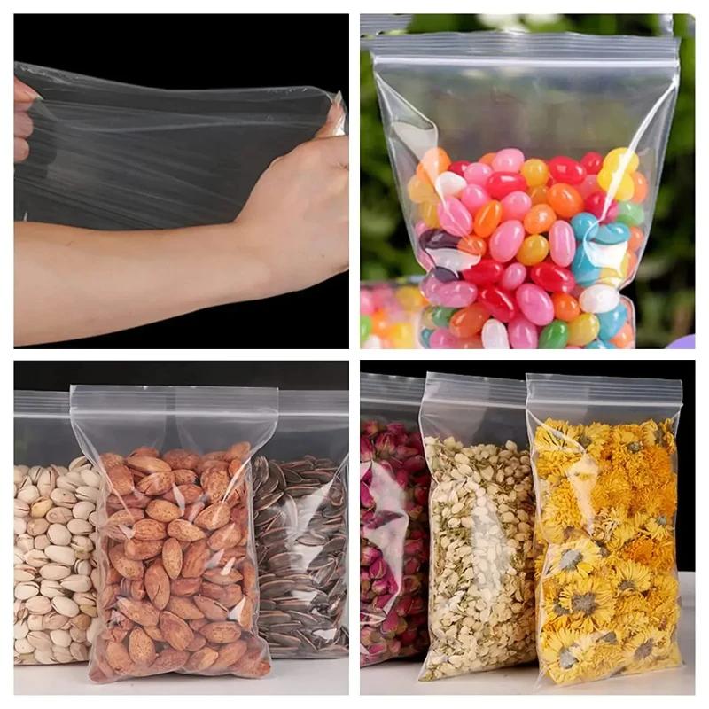 500pcs Thickened PE Zipper Self Sealing Bag, Transparent and Reusable Small Packaging, Jewelry Storage Bag, Gift Packaging Bag
