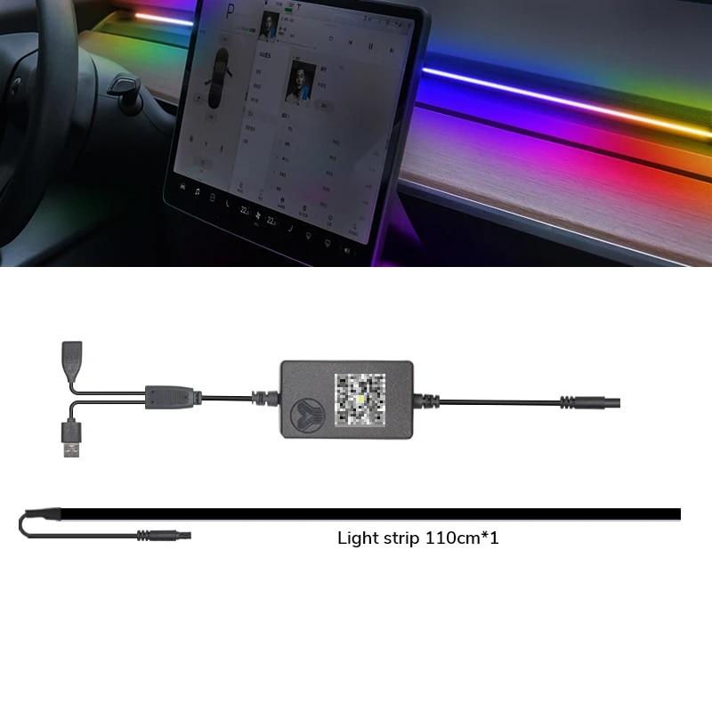 

Для Tesla Model 3 Y салон автомобиля RGB неоновый свет светодиодная лента центральная консоль приборная панель беспроводная зарядка окружающая лампа управление через приложение 1 strip