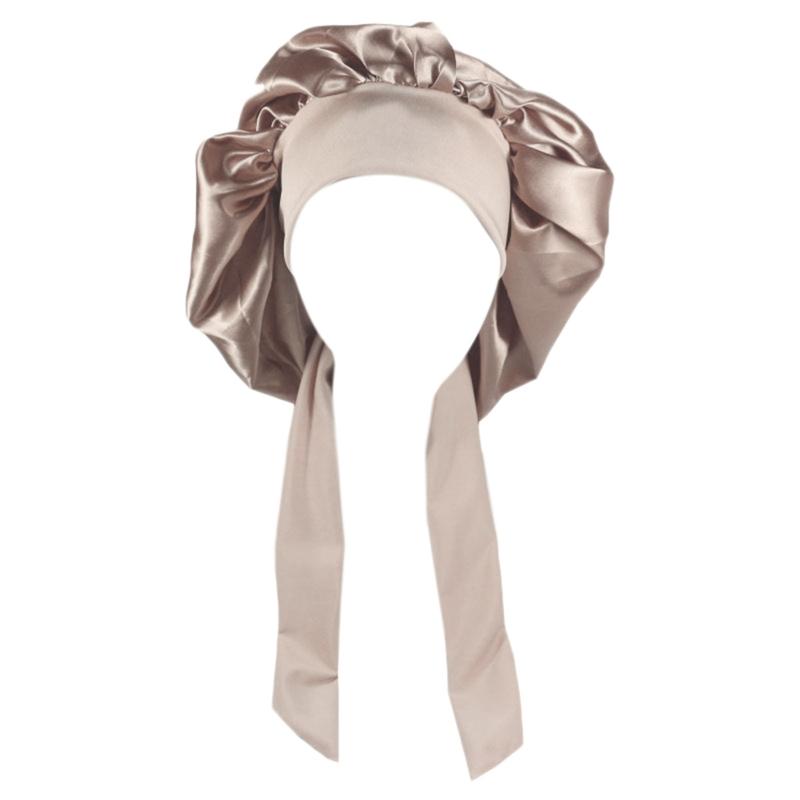 Girls Four Seasons Polyester Satin Sleeping Cap for Women,Silky Bonnet Sleep Hat for Head Wrap Night Elastic Band Headsc