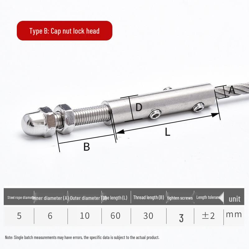 Tirante per Recinzione in Corda Metallica di Acciaio Inossidabile con Fibbia di Bloccaggio e Ghiera