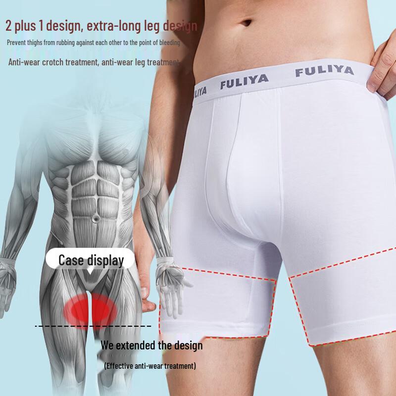 Langsha Men's Extended Length Anti-Chafing Boxer Briefs