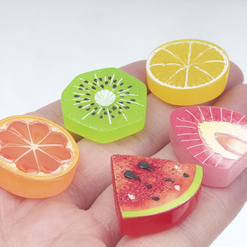 10/100Pcs Resin Simulated Mixed Fruits Strawberry Lemon Watermelon For Scrapbooking Wedding Decor Diy Decor Making Accessories