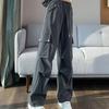 Letné americké trendy cargo nohavice pre ženy s vysokým pásom, zoštíhľujúce, splývavé, s rovnými nohavicami, voľné, členkové, dlhé nohavice