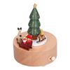 Wooden Music Box Christmas Tree Deer Cart Music Box Classic Mechanical Wooden Crafts Toys Home