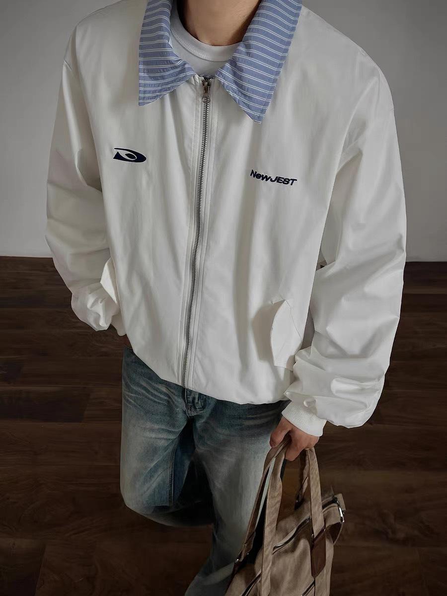 Men s Color Block Two-Piece Look Workwear Jacket: Trendy Autumn/Winter Street Style Lapel Outerwear. L