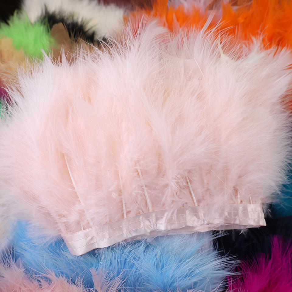 FeatherTurkey Feather Fringe 4-6inch Colorful Marabou Feather Tape for Handiwork Clothes Dress Handmade Cloth Strap Home Decoration