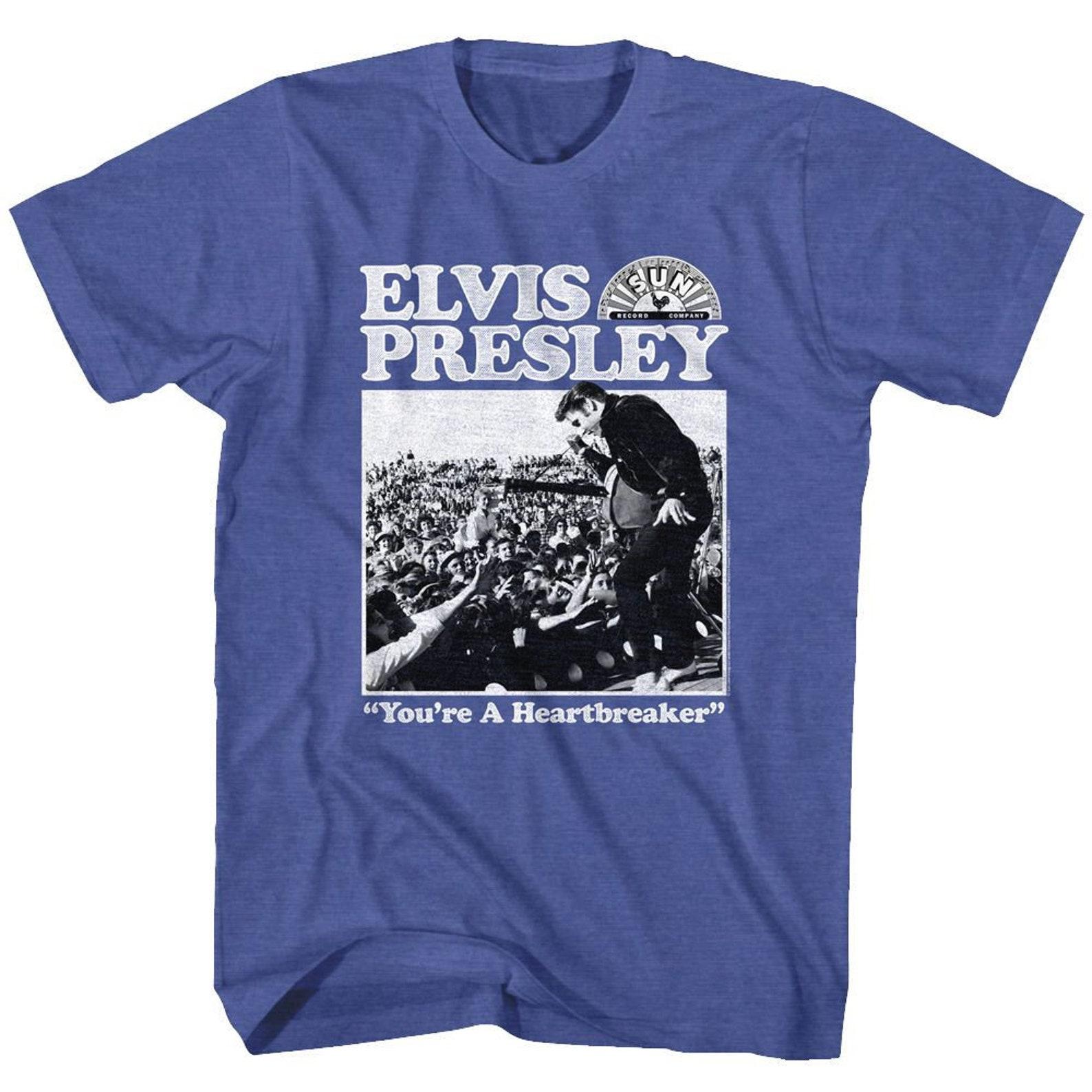 Elvis Presley Sun Records Heartbreaker Royal Heather Adult T-Shirt 4XL