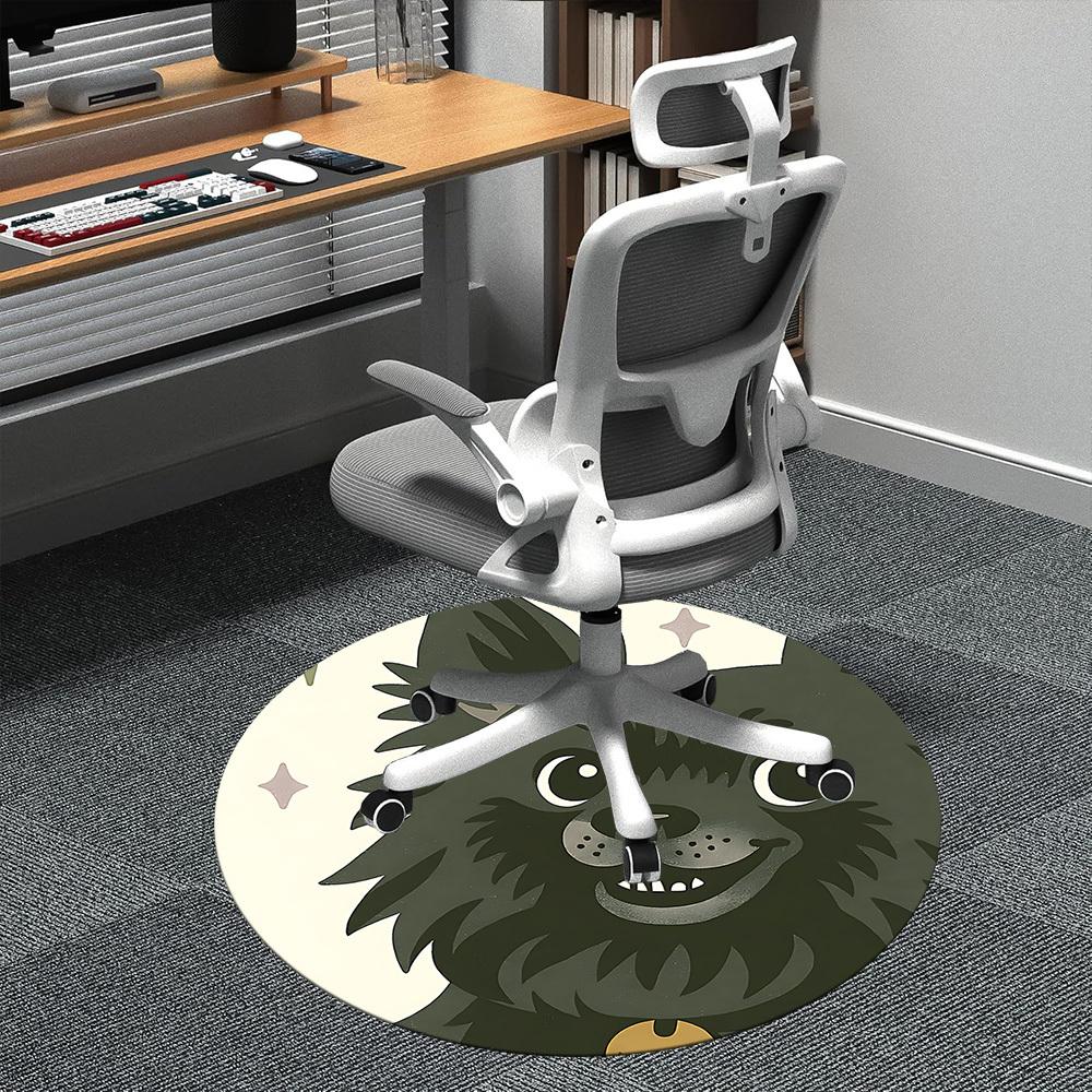 1PC Puppy Moon Office Round Area Rug,  Mat Suitable ForOffice, Under Office Chairs Bedroom Living Room Home Decor, Room Deco