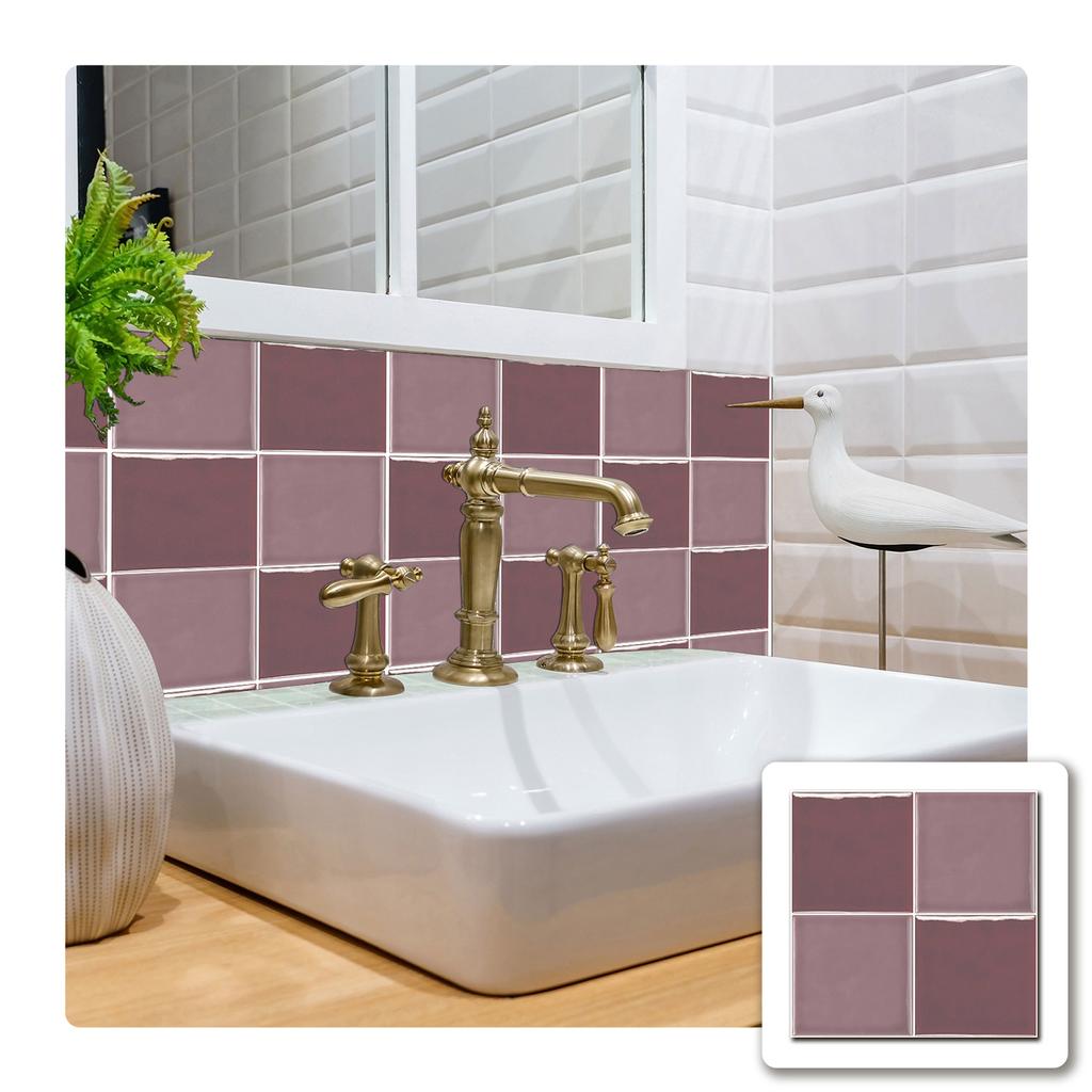 10 Pieces Of European Solid Color Square Brick Wallpaper Self-Adhesive Kitchen Waterproof And Oil-Proof Thickened Tile Sticker Wall Sticker