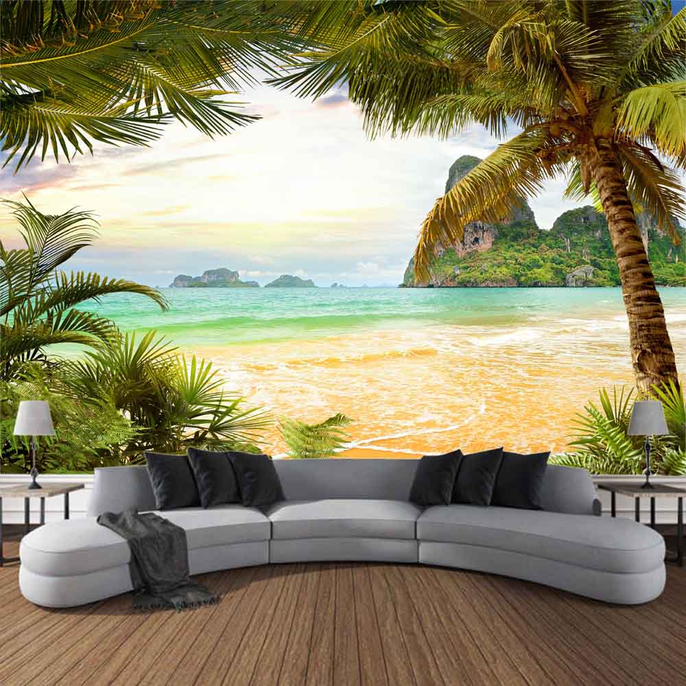 1Pcs Tapestry Living Room Bedroom Background Decor Simple Bedroom Decor Psychedelic Tapestry Bohemian Tapestry Nordic Tropical B