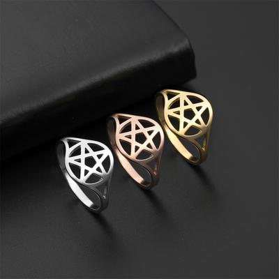 Minimalism Pentagram Rings for Women Stainless Steel Judaism Star of David Ring Amulet Jewelry Anniversary Gift