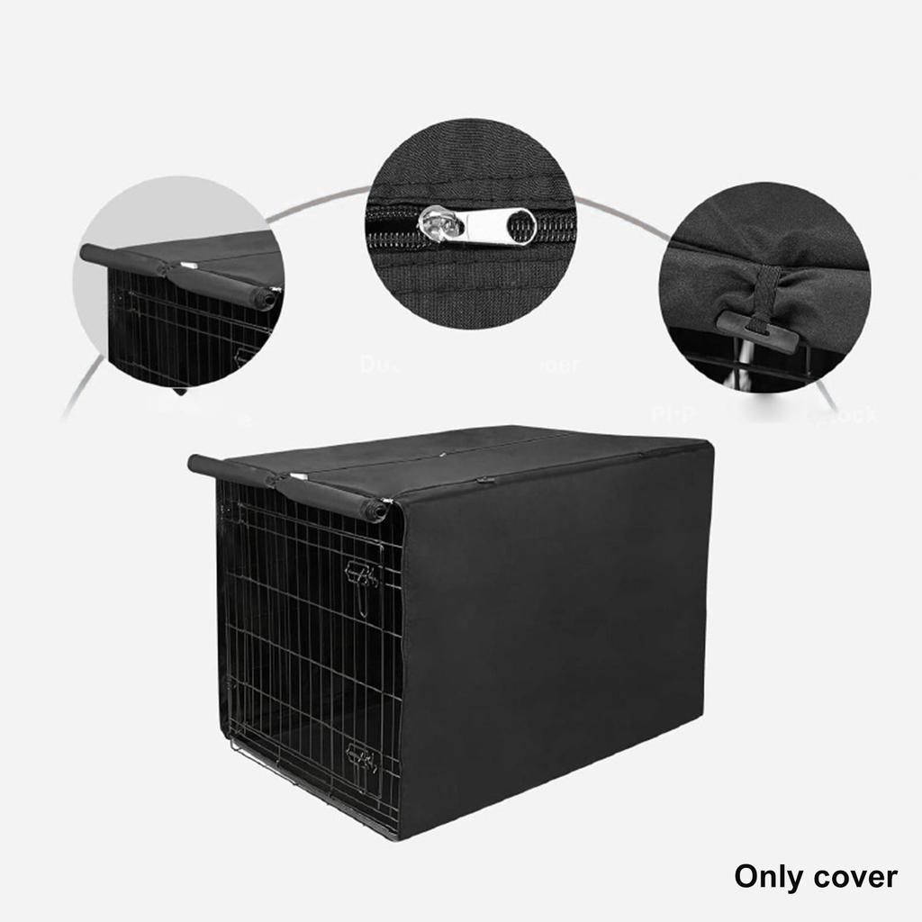 Pet Kennel Cover Black Breathable Warm Removable Lightweight Dog Crate 94cmx60cmx64cm