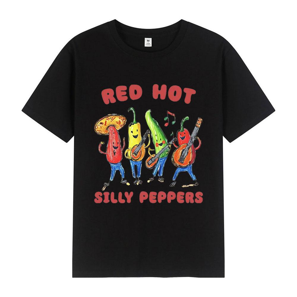 Funny T Shirt Red Hot Silly Peppers Fashion Print Vintage Men Women Oversized Hip Hop Tshirt 100 Cotton Streetwear Tshirts