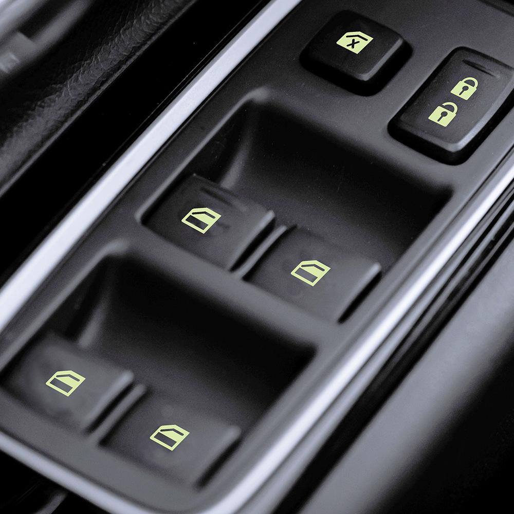 Car Door Window Switch Button Sticker Night Luminous Green Fluorescent Decal Kit