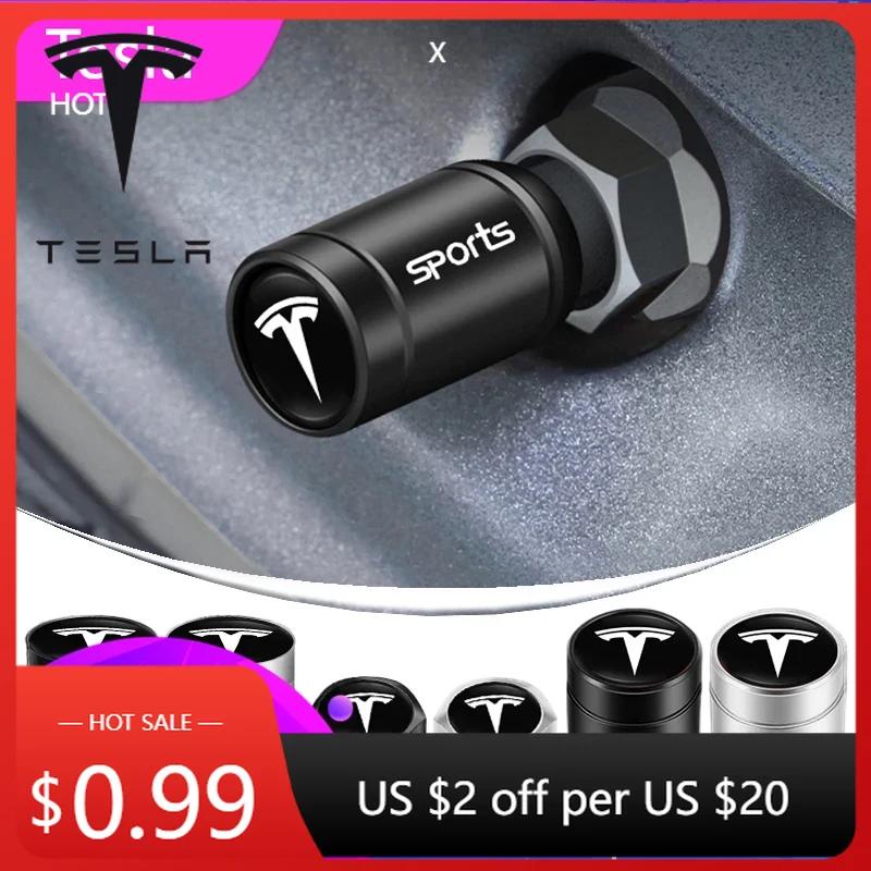 Car Sticker 2025 New Tesla Car Wheel Tire Valve Caps Tyre Rim Stem Covers Airdust Waterproof For Tesla Coil Model 3 Y Cybertruck