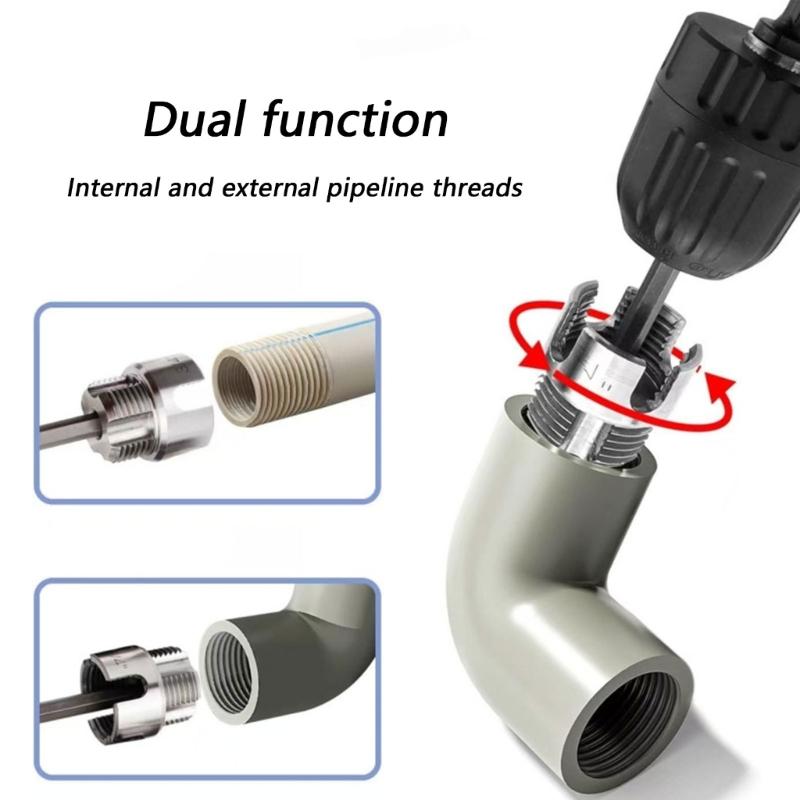 Pipe Threading Tool, PVC Pipe Threader 1'' DN25 Internal & External Pipe Threading Tool for Water Plumbing