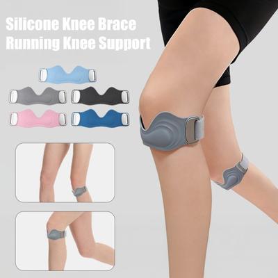Silicone Patellar Tendon Support Strap Cycling Running Fitness Sports Knee Brace Men Women Adjustable