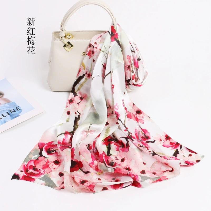 High Quality 100% Silk Scarf Shawl Hijab Wrap Women Hand Roll Edge Spring Summer Beach Scarves