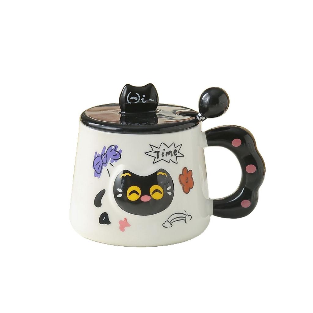Cute Cartoon Cat Ceramic Mugs with LIDS Couple Water Cups  High Appearance Level Souvenirs  Birthday Gifts Breakfast Cups
