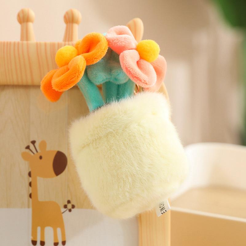 Girl Holding Bouquet Doll Plush Toy Flower Pot Bouquet Pendant Girl Bag Keychain Doll