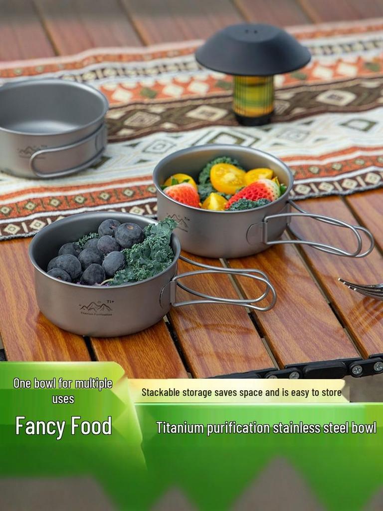 Japanese Style Titanium Camping Pot: Portable, Folding, Multi-functional Outdoor Cookware for Soup and Wild Cooking.
