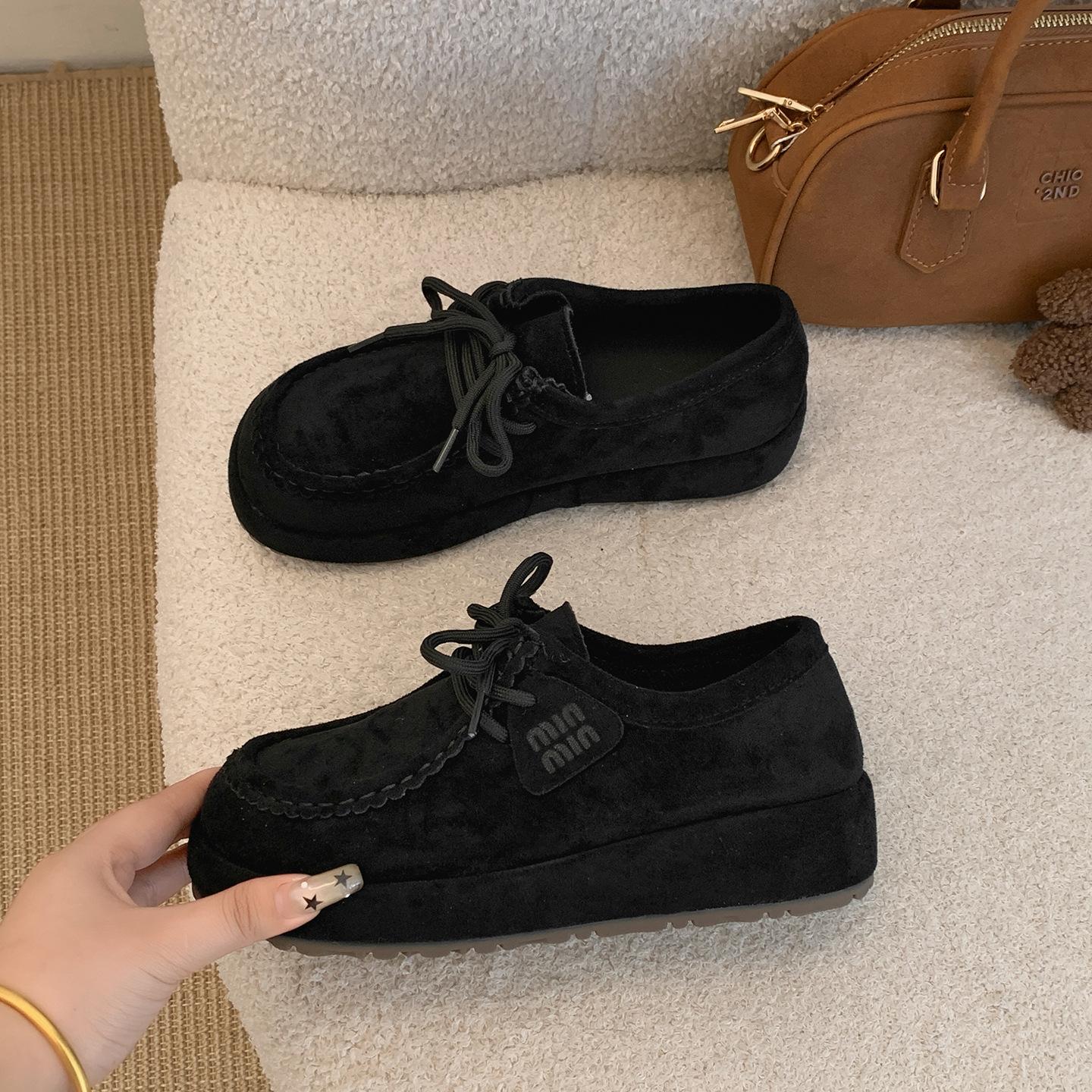 

Men Women Spring Autumn Loafers Platform New Versatile Retro French skirt loafer single shoes Suitable for Daily Wear and Various Occasions 38
