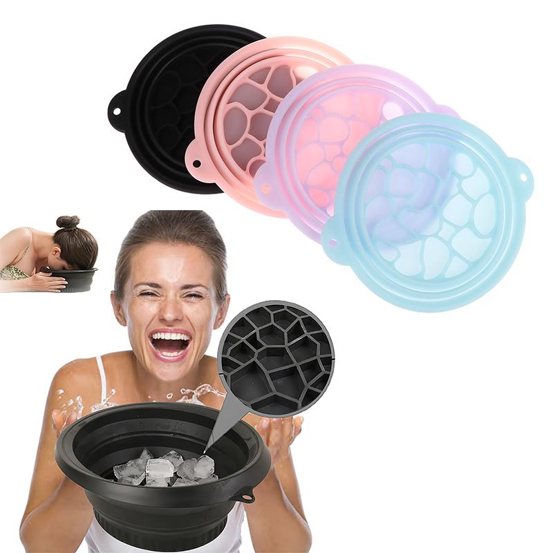 Foldable Face Ice Bath Bowl Facials Plunge Wash Basin Silicone Portable Travel Home Skincare Ice Facials Bath