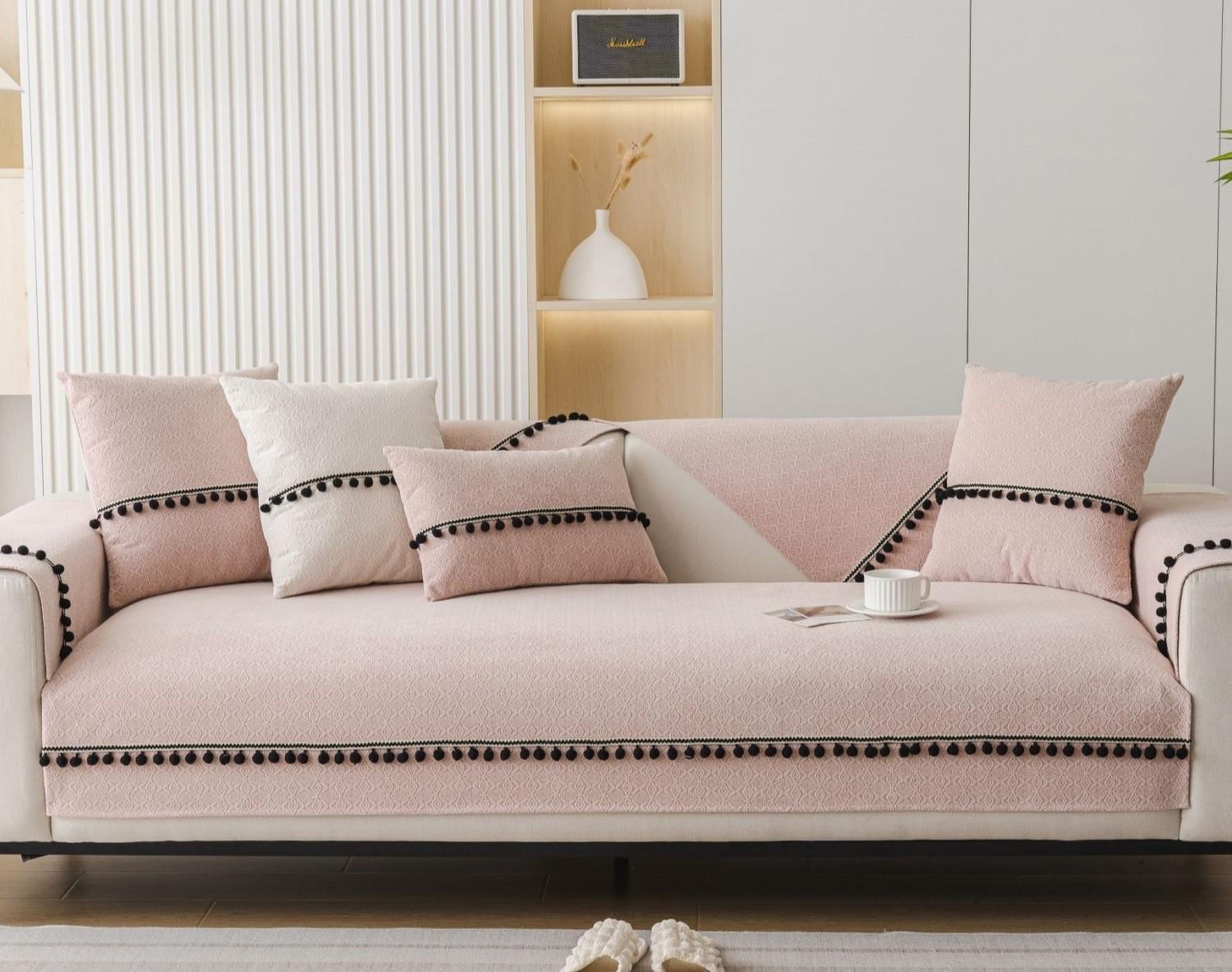 

Однотонный чехол для дивана с кисточками из синели, чехол для дивана в виде шара для гостиной, жаккардовый чехол для дивана с геометрическим узором, мягкий толстый коврик для дивана, декор 70x70