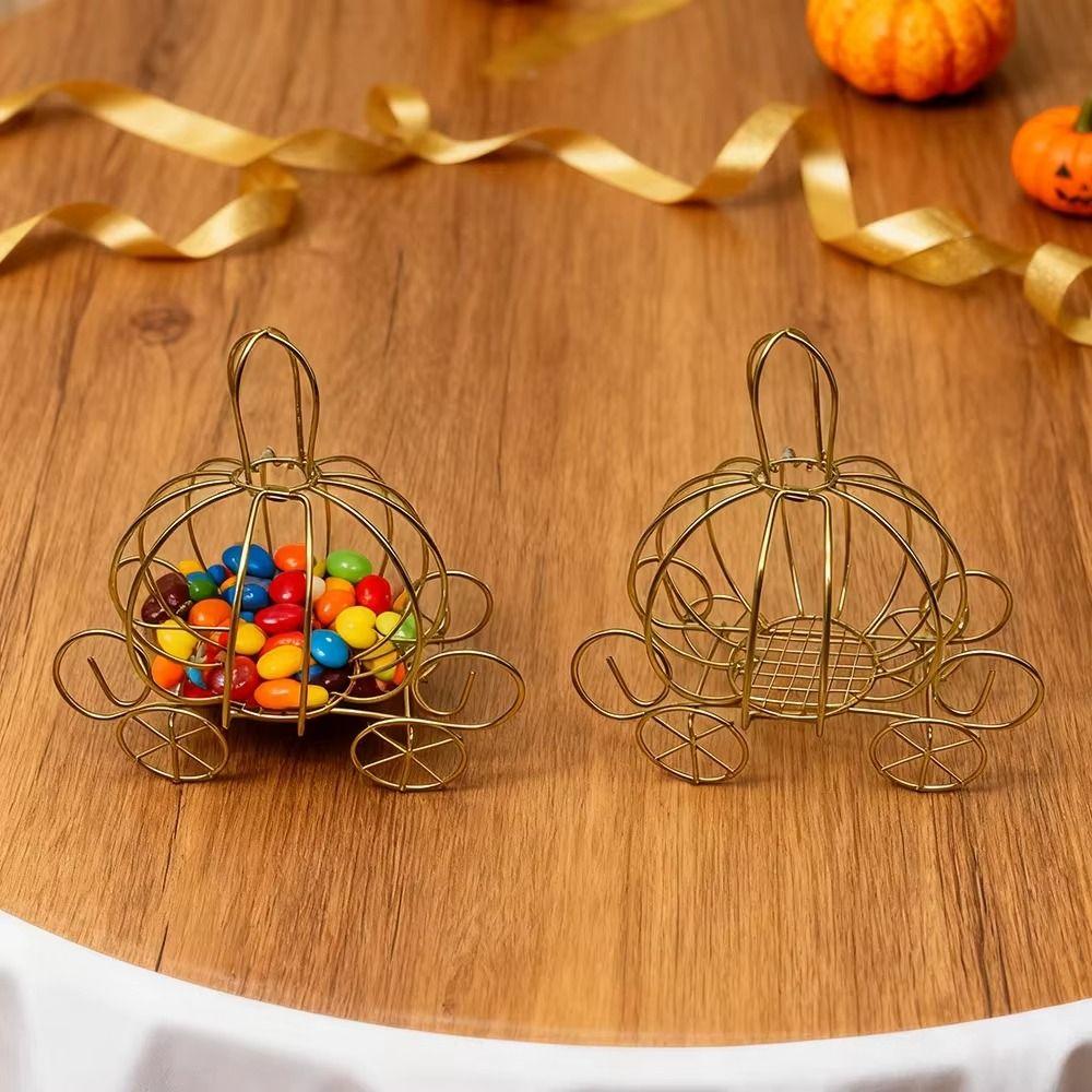 Gold/White Pumpkin Carriage Centerpiece Candy Holder For Party Halloween Christmas Decoration