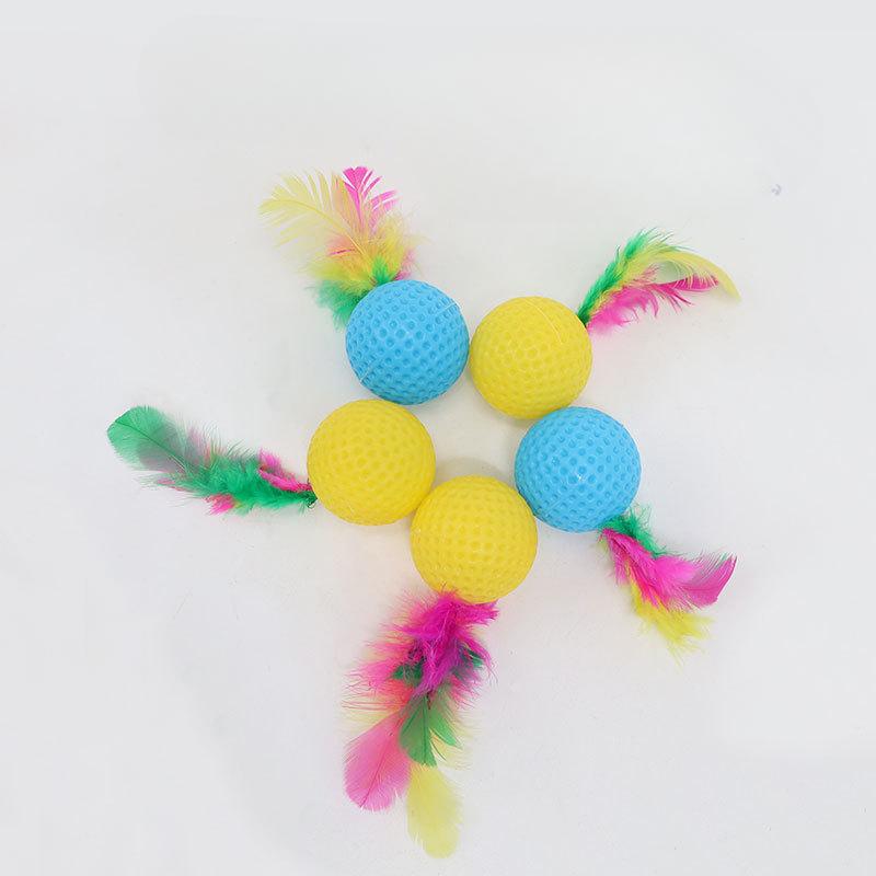 1PC Cat Self-hi Toy Feather Golf Ball Rustling Cat Ball Cat Scratching Ball Pet Supplies
