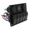 Switch Panel DC 12 to 24V 5 Gang Aluminum Alloy IP65 Water Resistant Prewired Rocker Switch Panel with Dual USB Cigar