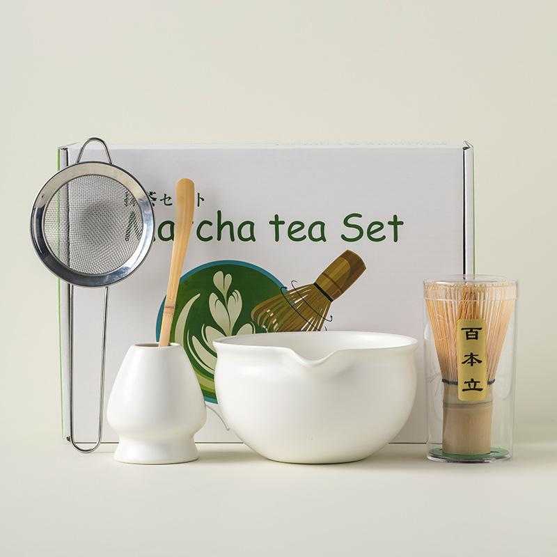 4/5/7/8pcs Traditional Matcha Set Bamboo Whisk Ceramic Tea Bowl Japanese Tea Making Tools Home Kitchen Gift for Tea Lovers